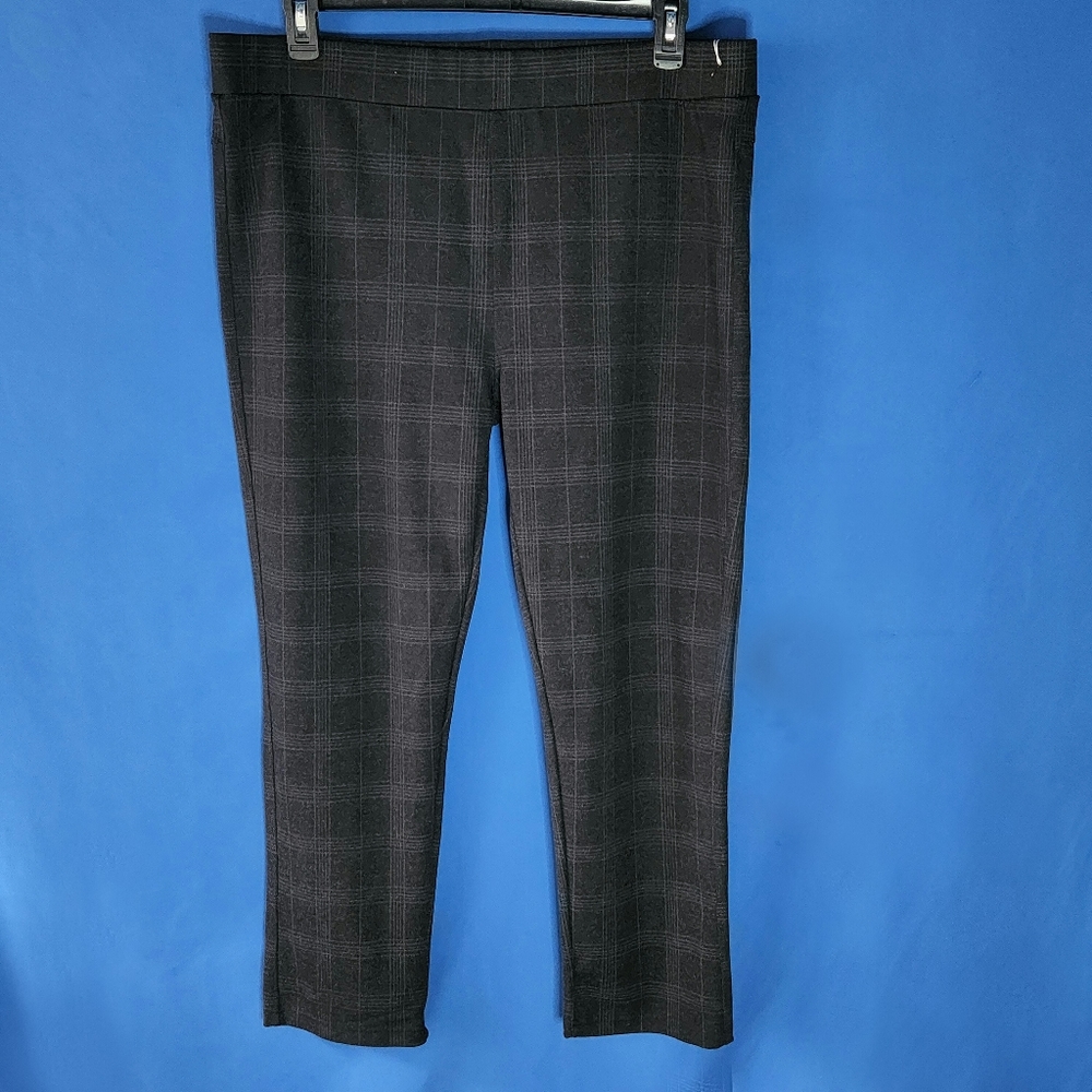Kathy Curvy Plus Size Pants Plaid Pattern, Featuring A Straight-Leg Design